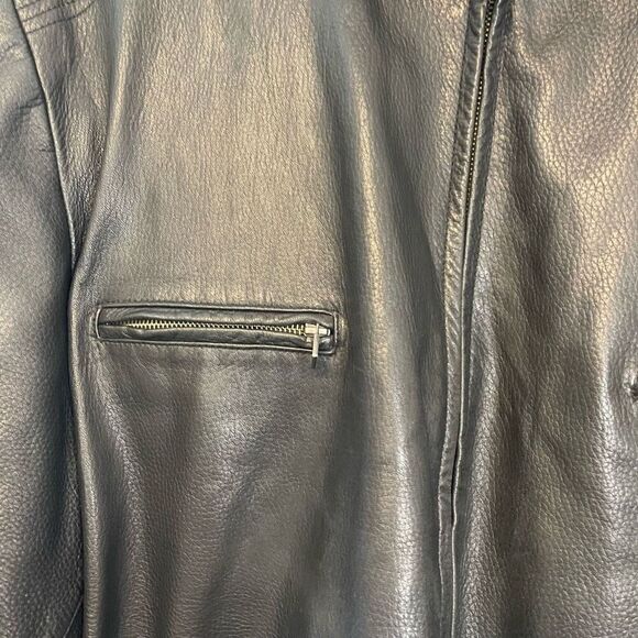 Roundtree & Yorke Lambskin Black Leather Motorcycle Biker Jacket Size XXL - Picture 6 of 15